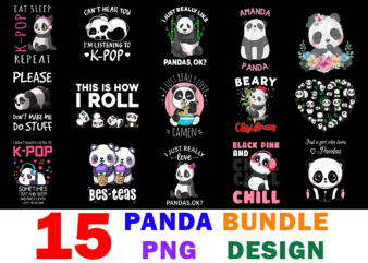 15 Panda Shirt Designs Bundle For Commercial Use, Panda T-shirt, Panda png file, Panda digital file, Panda gift, Panda download, Panda design