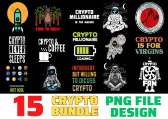15 Crypto Shirt Designs Bundle For Commercial Use, Crypto T-shirt, Crypto png file, Crypto digital file, Crypto gift, Crypto download, Crypto design