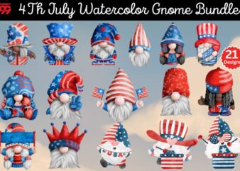 4th july gnomes bundle,watercolor gnomes usa clipart, 4th of july mega svg bundle, 4th of july huge svg bundle,4th of july t-shirt bundle,21 designs bundle