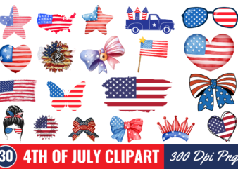 4th of july Clipart Sublimation Bundle