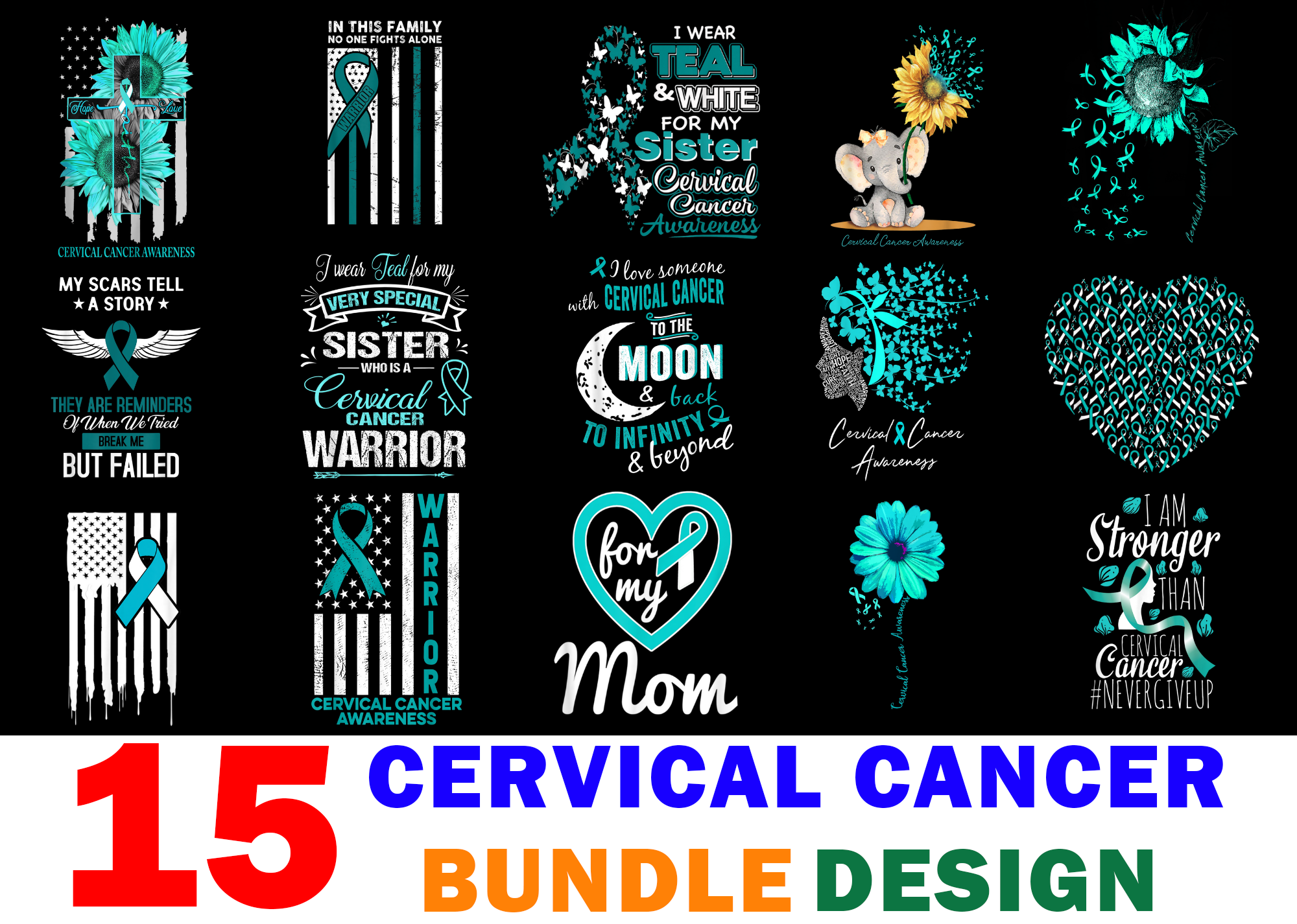 15 Cervical Cancer Awareness Shirt Designs Bundle For Commercial Use