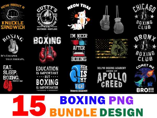 15 boxing shirt designs bundle for commercial use, boxing t-shirt, boxing png file, boxing digital file, boxing gift, boxing download, boxing design