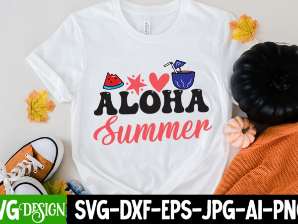 Aloha summer t-shirt design, aloha summer svg cut file, summer svg bundle,summer sublimation bundle,beach svg design summer bundle png, summer png, hello summer png, summer vibes png, summer holiday png,