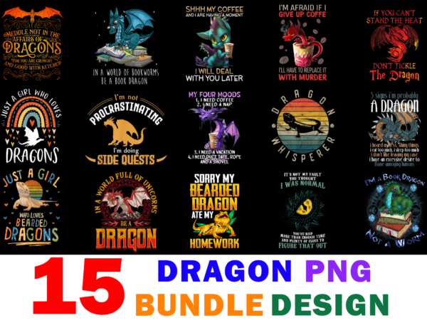 15 dragon shirt designs bundle for commercial use part 2, dragon t-shirt, dragon png file, dragon digital file, dragon gift, dragon download, dragon design
