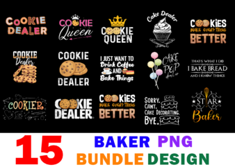 15 Baker Shirt Designs Bundle For Commercial Use Part 2, Baker T-shirt, Baker png file, Baker digital file, Baker gift, Baker download, Baker design