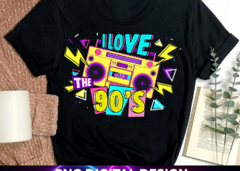 90s PNG File For Shirt, 90s Birthday Party Theme, I Love The 90s Design, Neon Color File, Retro Instant Download HH