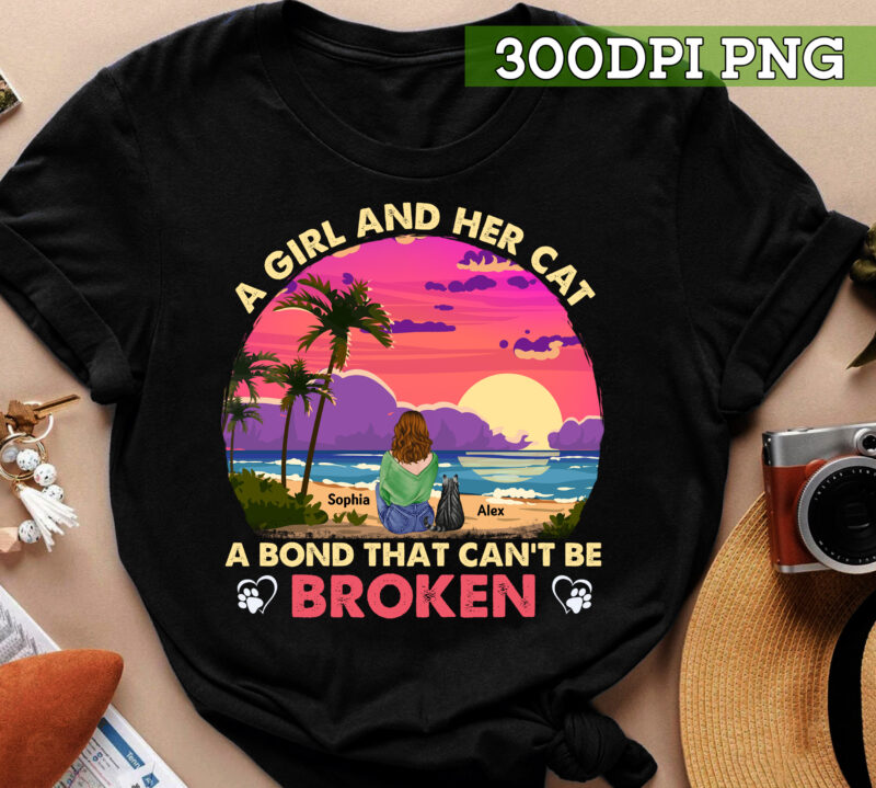 A Girl And Her Cat A Bond That Can_t Be Broken Shirt, Personalized Cat Mom Shirt , Best Friend Forever TC