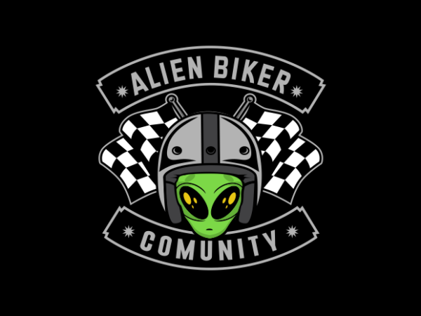 Alien biker t shirt vector