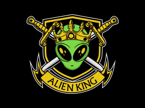 Alien king badge t shirt vector