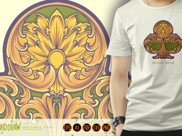 Ace of clubs royal engraved ornament logo illustrations t shirt vector Ace of clubs royal engraved ornament logo illustrations t shirt vector