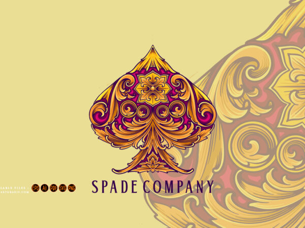 Ace of spade with old engraving flower ornament illustrations t shirt vector Ace of spade with old engraving flower ornament illustrations t shirt vector