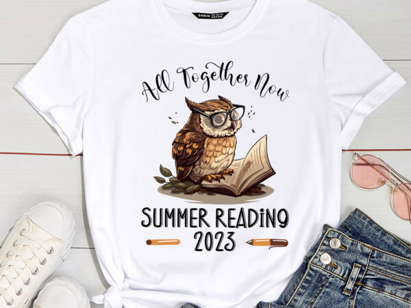All together now summer reading 2023 book kids owl reading book pc t shirt vector