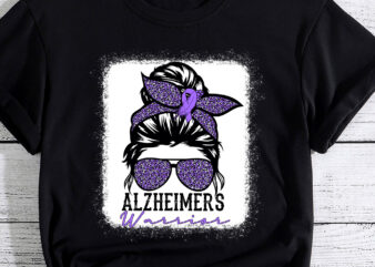 Alzheimers Warrior Messy Bun Alzheimers Awareness Purple Ribbon PC
