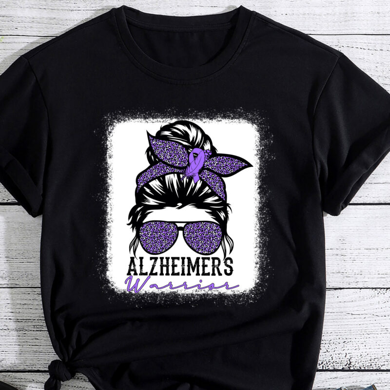 Alzheimers Warrior Messy Bun Alzheimers Awareness Purple Ribbon PC