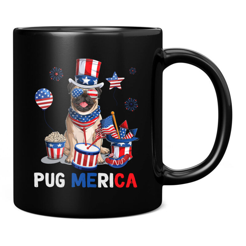 America Pug Dog Merica 4th of July Men Women USA American Flag PC