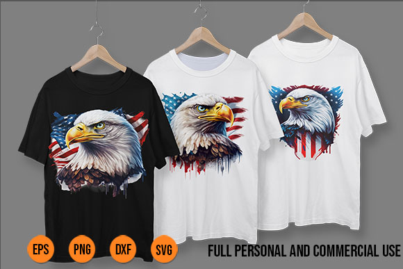 American Patriotic png 7 Eagle with USA Flags Graphic Watercolor style