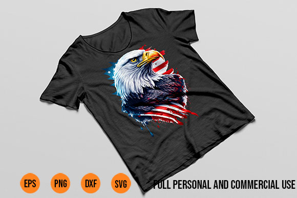 American Patriotic png 7 Eagle with USA Flags Graphic Watercolor style