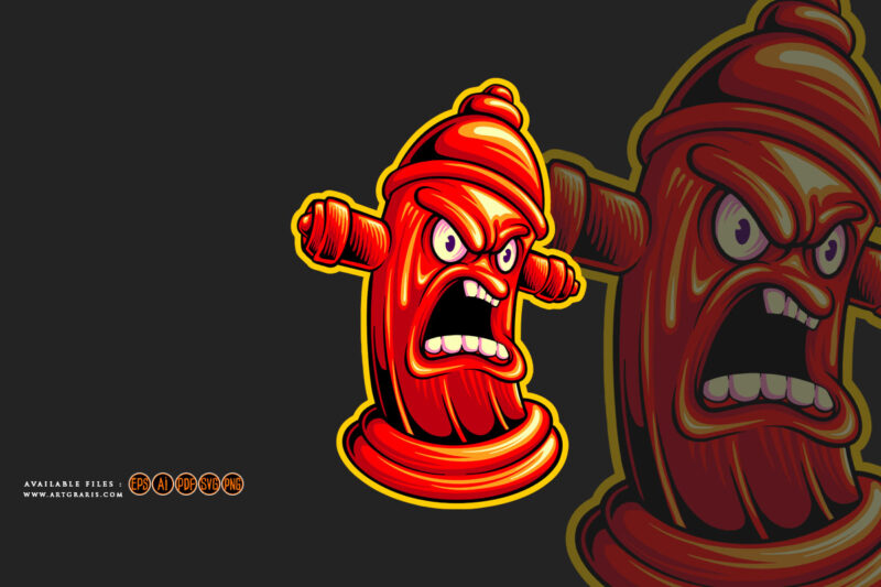 Screaming hydrant pillar rescue device logo illustrations