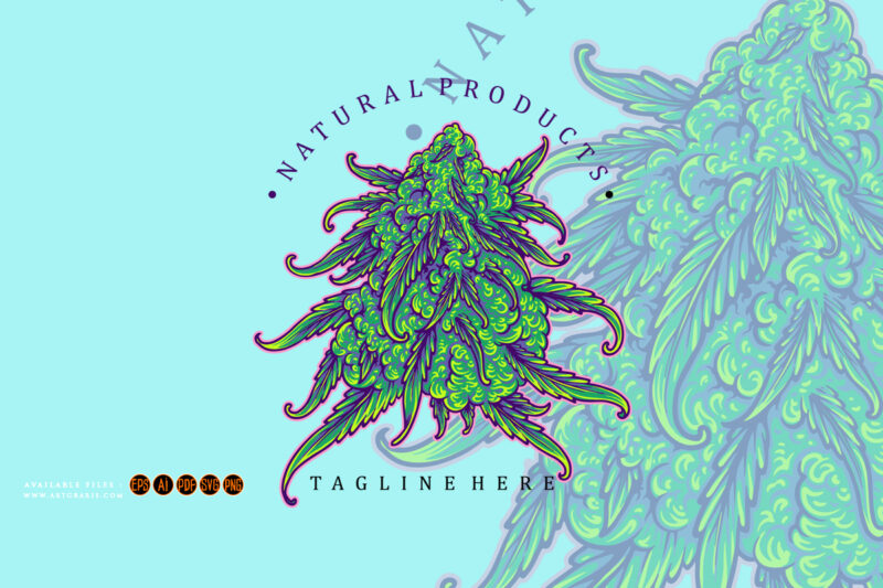 Cannabis indica strain dispensary medical hemp illustrations