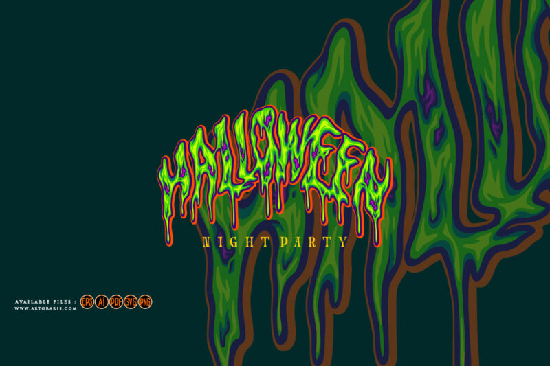Halloween lettering word bloody effect letter illustrations