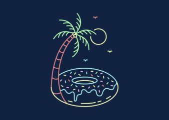 Summer Vacation at Donut Beach t shirt template vector