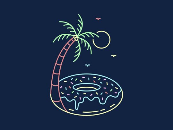 Summer vacation at donut beach t shirt template vector