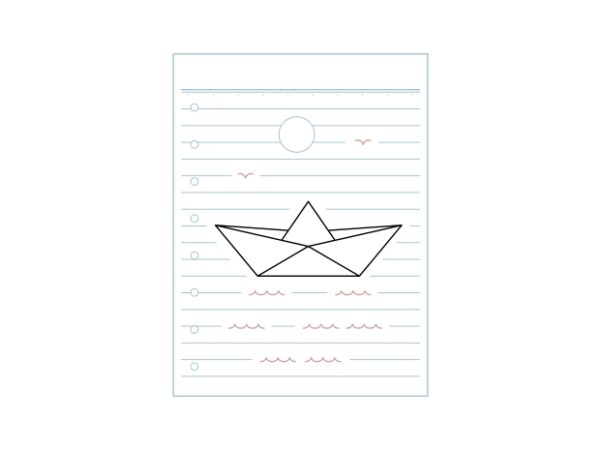 Japanese origami boat on paper vector clipart