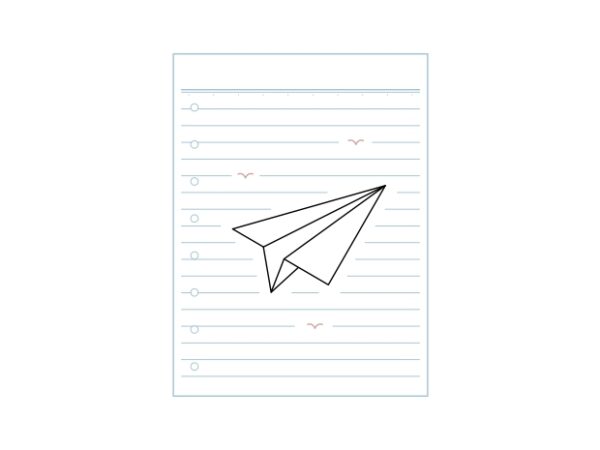 Japanese origami plane on paper vector clipart