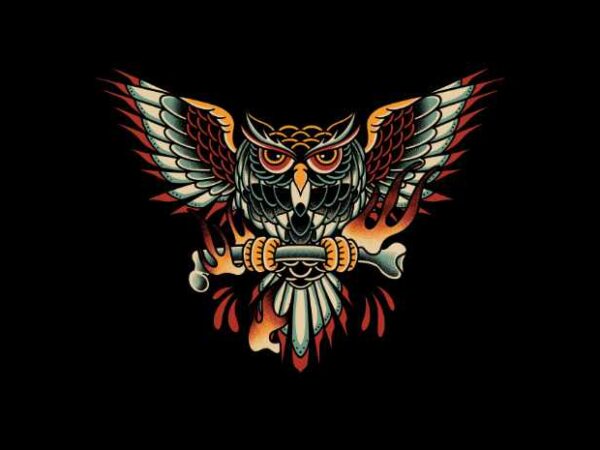 Dark owl t shirt vector illustration