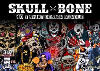 40 skull x bone tshirt design bundle