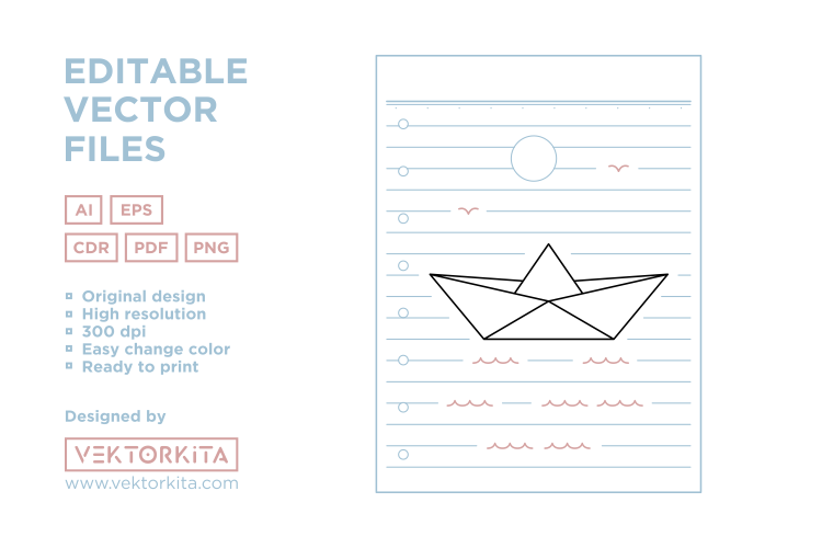 Japanese Origami Boat on Paper