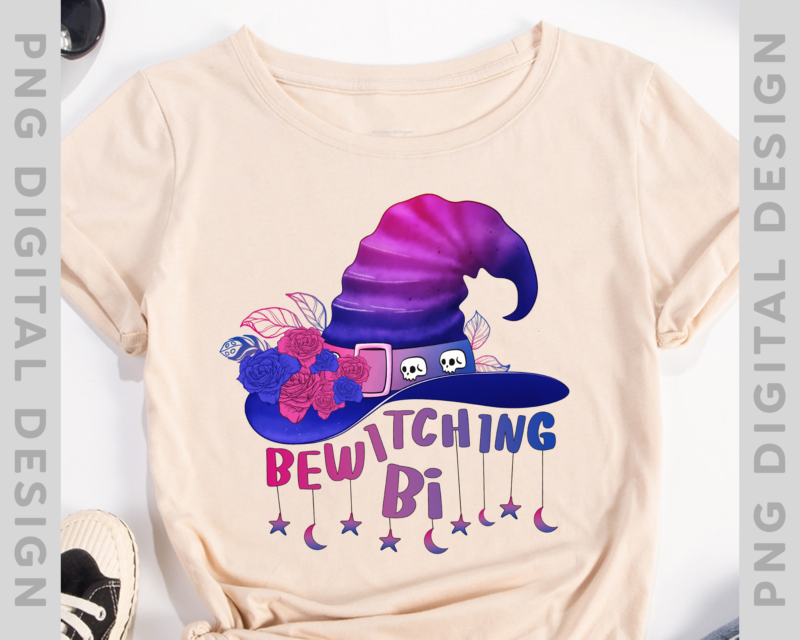 Bisexual Witch Hat PNG File For Shirt, Biwitching Bi Design, Bisexuality Pride Shirt Design, Bi Flag PNG, Instant Download HH