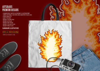 Blazing fire with bright flame tongue logo illustrations