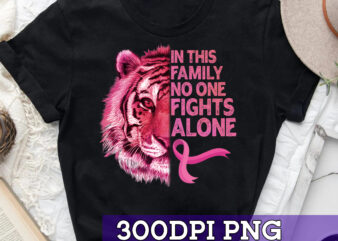 Breast Cancer Awareness 2022 Tiger Family Matching Ribbon T-Shirt PNG File PC
