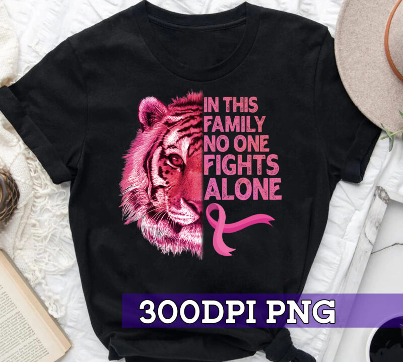 Breast Cancer Awareness 2022 Tiger Family Matching Ribbon T-Shirt PNG File PC