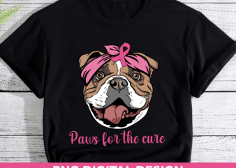 Breast Cancer Awareness PNG File For Shirt, Bulldog Pink Ribbon Design, Dog Lover Gift, Breast Cancer Month, Instant Download HH
