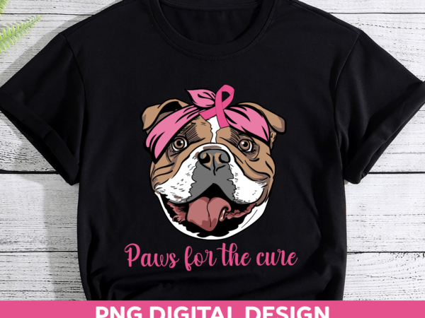 Breast cancer awareness png file for shirt, bulldog pink ribbon design, dog lover gift, breast cancer month, instant download hh