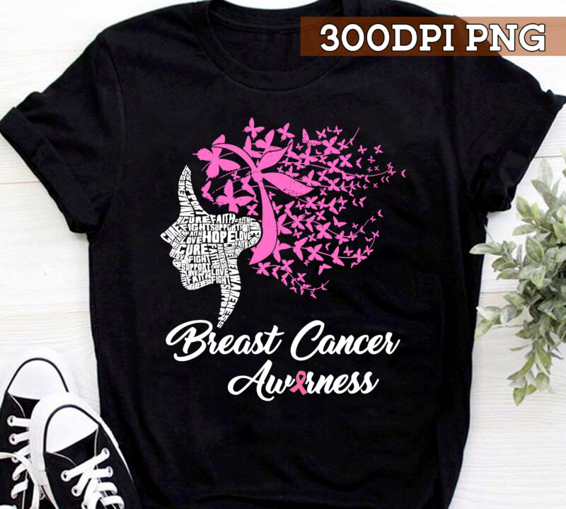 Breast Cancer Awareness PNG File For Shirt, Pink Ribbon Design, In October We Wear Pink, Gift For Her, Cancer Warrior, Instant Download HC