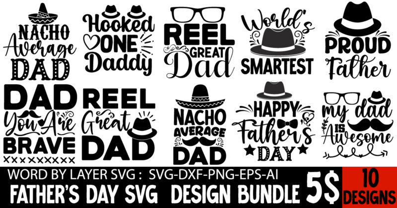 Father's Day T-shirt Design BUndle, SVG Cute File ,Father's Day SVG BUndle, Dad T-shirt DFEsign Bundle, DIGITAL DOWNLOAD ONLY. One. Zip with the 6 flowing files: = 1 SVG File
