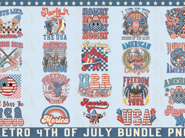 Retro 4th of july sublimation bundle t shirt design online