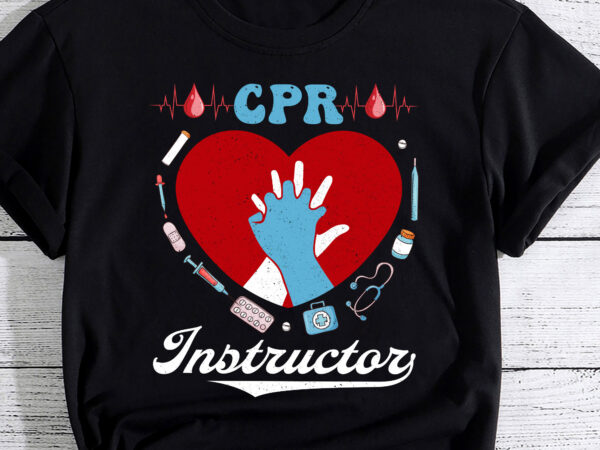 Cpr instructor emergency first aid aed cpr nurse pc t shirt vector file