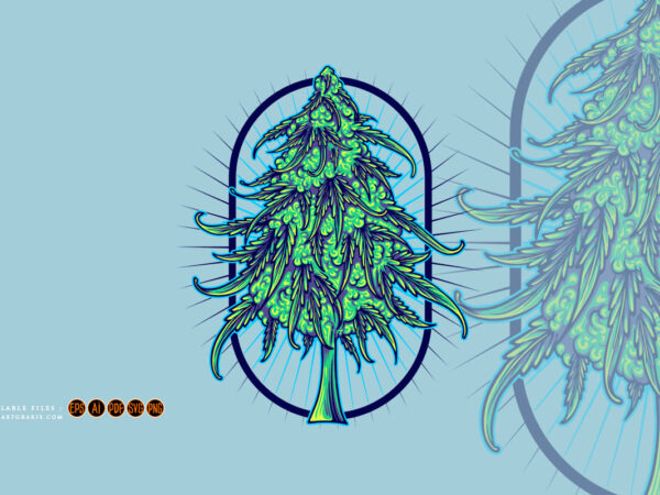 Cannabis sativa flower buds strain logo illustrations t shirt vector file