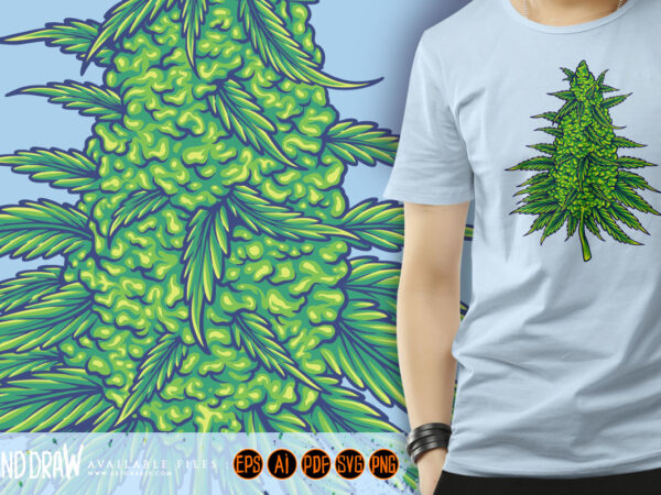 Cannabis sativa strains botanical hemp buds illustrations t shirt vector file