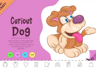Cartoon Curious Dog. Clipart. t shirt vector file