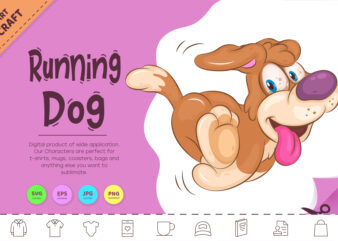 Cartoon Running Dog. Clipart. t shirt vector file