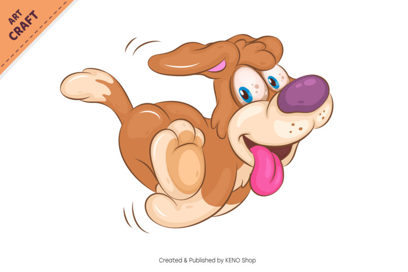 Cartoon Running Dog. Clipart.