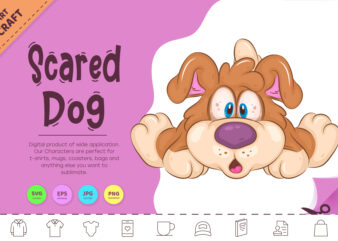 Cartoon Scared Dog. Clipart. t shirt vector file