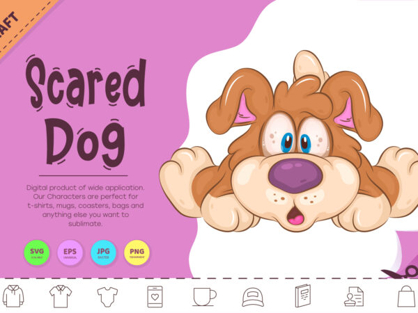 Cartoon scared dog. clipart. t shirt vector file