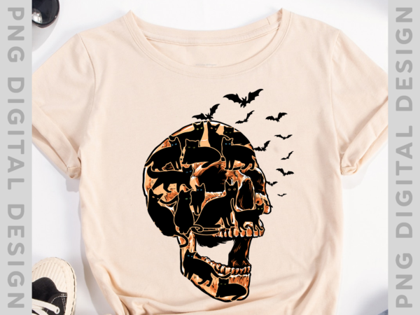 Cat bat skull, cat skull lover, cat halloween costume men women kids t-shirt, halloween instant download png file ph