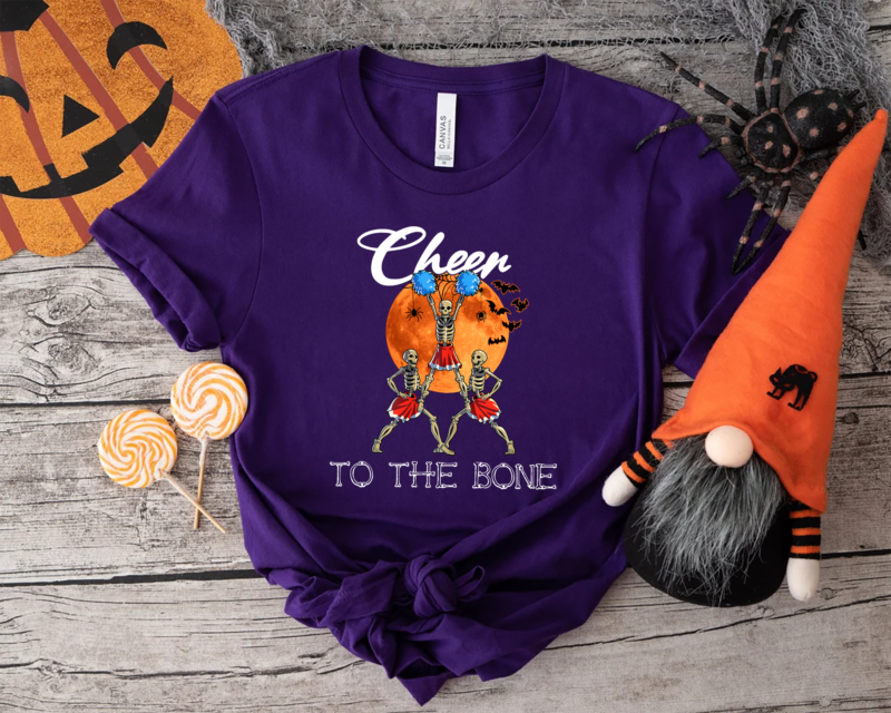 Cheerleading Skeleton Halloween Cheer Skeleton Cheerleader T-Shirt, Funny Halloween TH